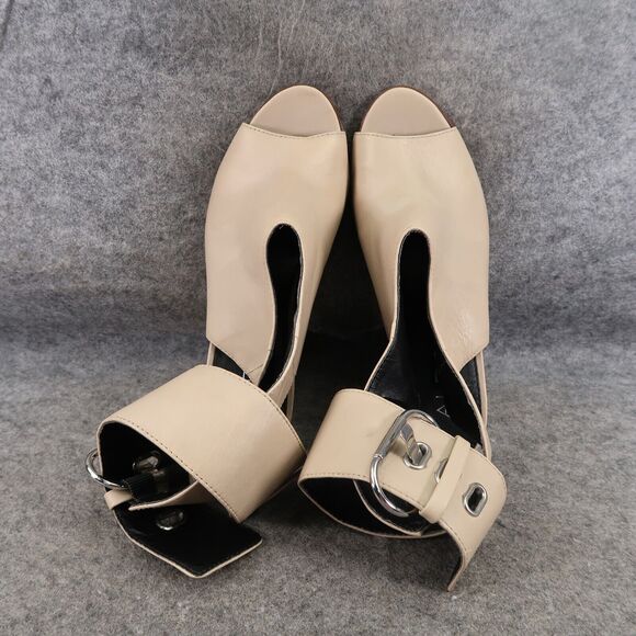 Aldo Shoes Womens 7.5 Pumps Ankle Wrap Buckle Bootie Peep Toe Leather Block Heel - Picture 8 of 16